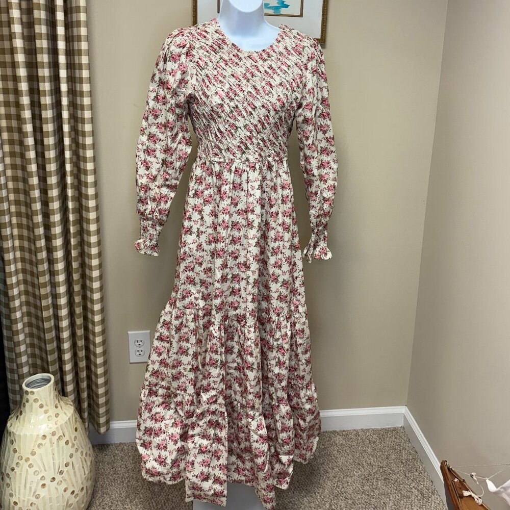 Rose and Cream Pattern Maxi Dress